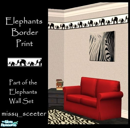 Sims 2 — Elephants - Border1 by missy_sceeter — Part of the Elephant Border & Stencil walls set.