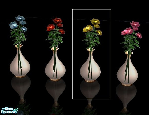 Sims 2 — Adagio dining - yellow roses by kibanahnah — a recolor of the vase