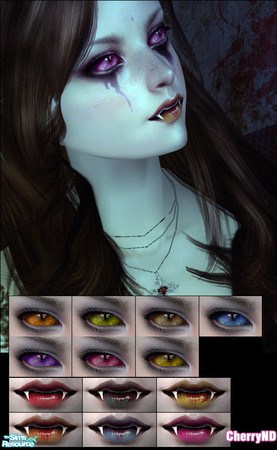 Sims 2 — vampire makeup by CherryND — well..a vampire set.includs eyes and teeth lipstick. The eyeshadow is from my other