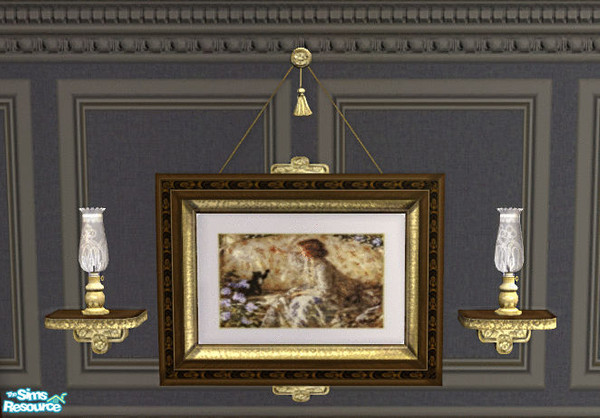 Sims 2 — Carried Away Bedroom Relaxing Painting by lisa9999 — A young victorian girl relaxing with her kitten.