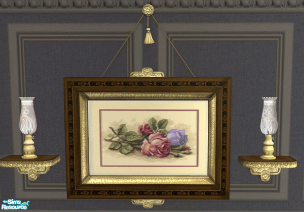 Sims 2 — Carried Away Bedroom Floral Painting by lisa9999 — Pink and blue rose.
