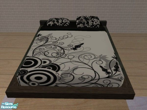 Sims 2 — Monaco bedroom in Black Wood - white floral bedding by selina012 — Made to complement my recolour of Mirraaj\'s