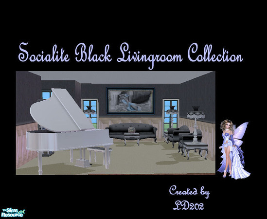 Sims 2 — Socialite Black Livingroom Collection by LD202 — there are 8 peices to this collection. Enjoy
