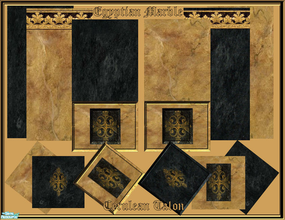Sims 2 — Egyptian Marble by Cerulean Talon — Elegant imported Egyptian Marble in browns, blacks & a hint of gold.