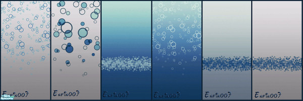 Sims 2 — Blue bubbles set by enfin007 — blue recolor of ikea wallpaper 