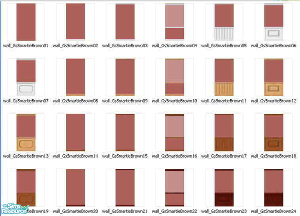 Sims 2 — Smartie Brown Walls by gil_shalos — A set of 24 walls in Smartie Brown with a variety of moldings