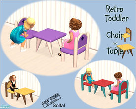 Sims 2 — Retro Toddler Chair and Table by solfal — A little toddler chair and that the toddler can sit on. Workes a