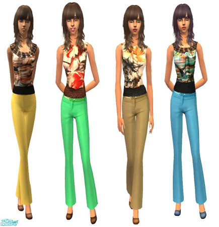 Sims 2 — Colour Set by irene_busy — This set contains 4 female everyday outfits, which are colourful and bright.