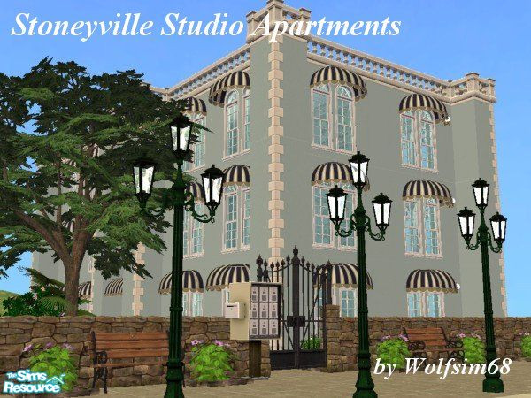 Sims 2 — Stoneyville Studio Apartments by Wolfsim68 — This lovely apartment complex contains 12 studio apartments. Each