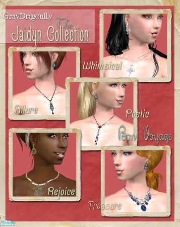 Sims 2 — The Jaidyn Collection (BonVoyage) by GrayDragonfly — This set includes 5 jewelry sets. Each individual piece