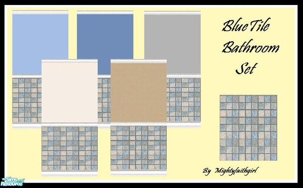 Sims 2 — Blue Tile Bathroom Set by mightyfaithgirl — This set consists of 5 walls and one floor to match all! 