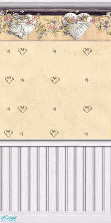 Sims 2 — Hearts and Flowers - Border and Beadboard by Cerulean Talon — Pretty wallpaper that is textured and specially