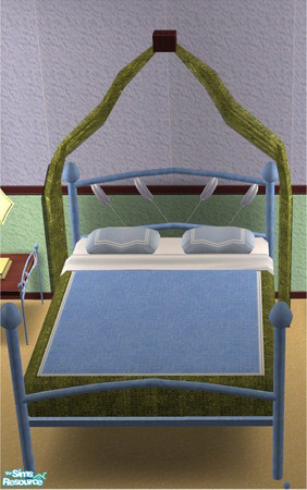 Sims 2 — Midlands TC 123a Blues Bedroom Set - Bed by midland_04 — Blue & Green Bed to match the set. Hope everyone