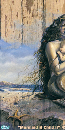 Sims 2 — Rough Wood - Mermaid and Baby Mural Left by Cerulean Talon — Rough Wood paneling for exterior and interior use.