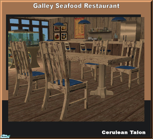 Sims 2 — Galley Seafood Restaurant Set - Chair by Cerulean Talon — Rough furniture with high end appliances make this a