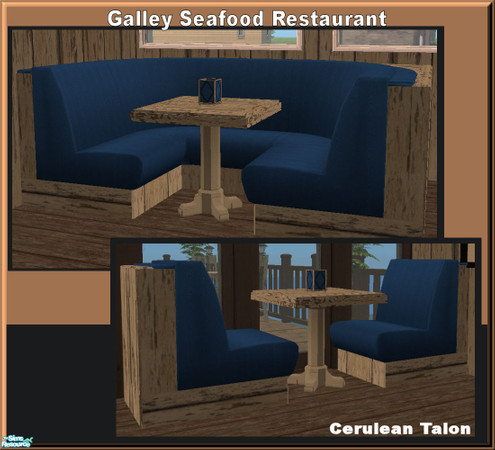 Sims 2 — Galley Seafood Restaurant Set - Booth by Cerulean Talon — Rough furniture with high end appliances make this a