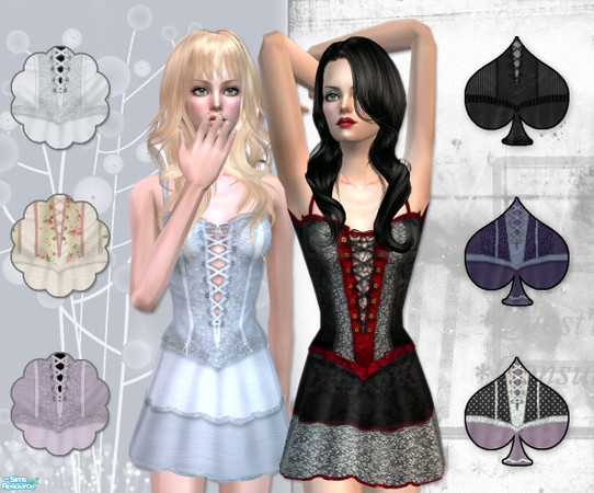 Sims 2 — Desire  by simal10 — Eight hand painted outfits in two different styles. Can be used as everyday,undies and pjs.