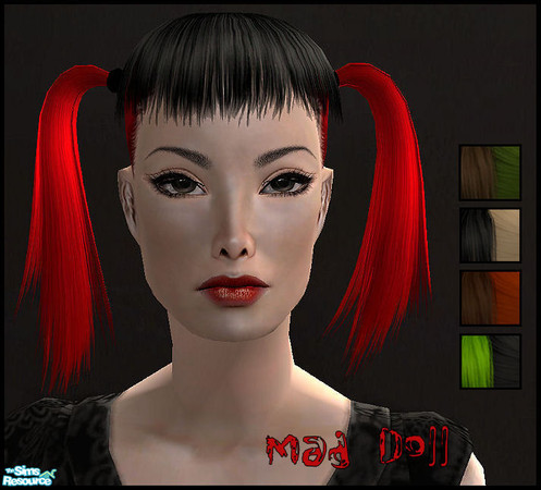 Sims 2 — MAD DOLL by KalmanKukka — Package include five recolours. Original mesh (MESH_RoseHair_0157) is from Rose Sims