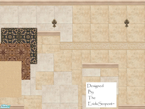Sims 2 — Villa Wall & Floor Set by eriduserpent — A large set, seven walls, three carpets and three stone floors.