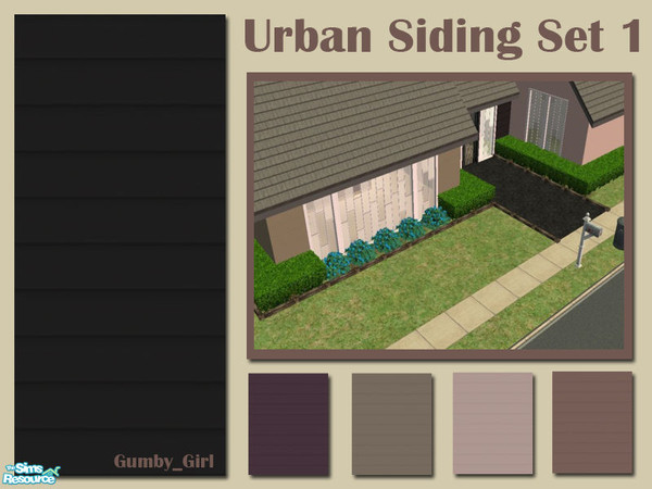 Sims 2 — Urban Siding Set 1 by Gumby_Girl — A set of 5 urban colour wall siding panels for your home. Larger sized