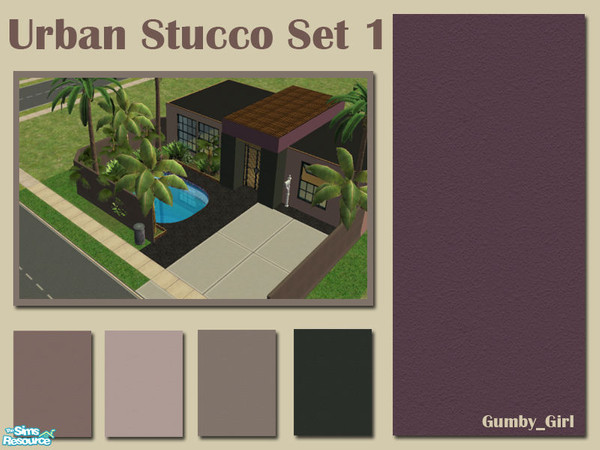 Sims 2 — Urban Stucco Set 1 by Gumby_Girl — A set of 5 urban colour stucco walls for your home. Textured wall colours are