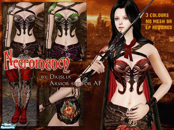 Sims 2 — Necromancy - Armor Set for AF by Daislia — These are 3 recolours of Maxis hidden mesh, now add some RPG feeling