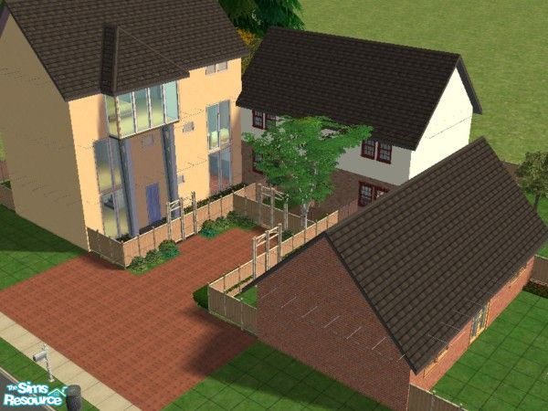 Sims 2 — The Square. by luckyoyo — The first house has 3 floors, It has 3 bedrooms each with there own bathroom,