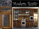 Sims 2 — Contemporary Rustic recolor of Simtomatic Divine Kitchen by carrie8abug — A darkwood kitchen with blue faux