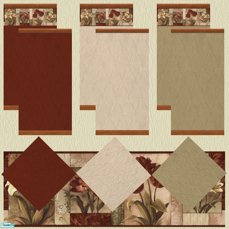 Sims 2 — Lilies Wallpapers and Carpets by Cerulean Talon — Delicate patterns and rich textures will add comfort to any