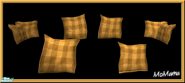Sims 2 — NK Floppy Cushions Plaid Gold by MoMama — Floppy cushions in a vibrant Gold plaid lend a decorative touch to any