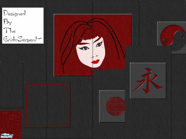 Sims 2 — Modern Japanese Mural, Floor & Panel Set by eriduserpent — Several very modern deco panels to use with the
