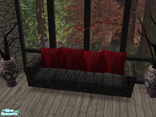 Sims 2 — MFG Arizona Sofa Set - Wild Leather - Sofa by mightyfaithgirl — Old worn black leather with red and black zebra