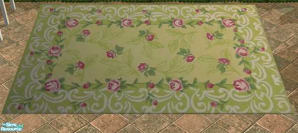 Sims 2 — Spring Garden Set Out Door Area Rug by lisa9999 — Pink roses and a spring green back ground.