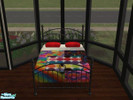 Sims 2 — MooMoo beddings- Rainbow scraps by princess_moomoo — Scraps of fabric thrown together to make this colorful