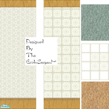 Sims 2 — Kitchen/Diner Wall & Floor Set 1 by eriduserpent — A tiled wall for the kitchen and a papered wall for the