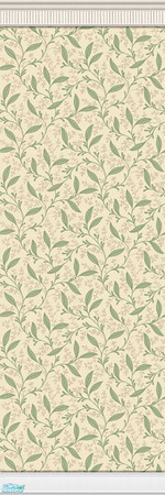 Sims 2 —  \"Leaves\" Wallpaper - Cream by kittyispretty69 — A bedroom wallpaper with white crown and base