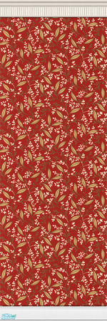Sims 2 —  \"Leaves\" Wallpaper - Red by kittyispretty69 — A bedroom wallpaper with white crown and base