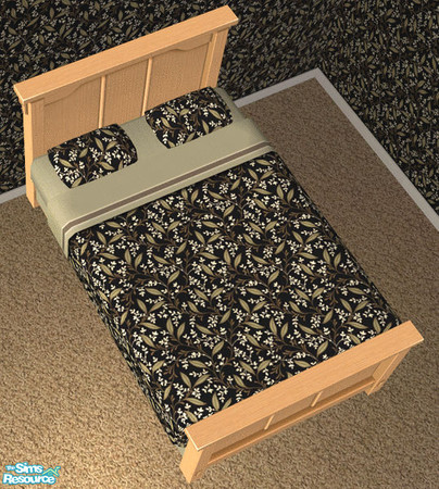 Sims 2 —  \"Leaves\" Bedding - Black by kittyispretty69 — A bedding to match the \"Leaves\"