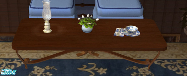 Sims 2 — Mayfair Living Room Coffee Table by lisa9999 — A dark wood coffee table.