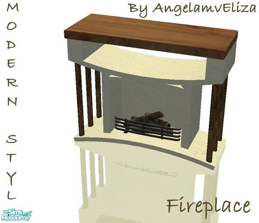 Sims 2 — Modern Style Livingroom - Amve@rsfmodernstylefireplace by Angela — Natural wood with white and red