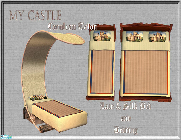 Sims 2 — My Castle Bedroom - Lace and Stone Bed by Cerulean Talon — Dream, do homework, or just for play, this castle set
