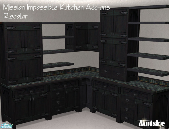 Sims 2 — Counter Mission Blackwood by Mutske — Recolor. For the glass panel, just plain wood.