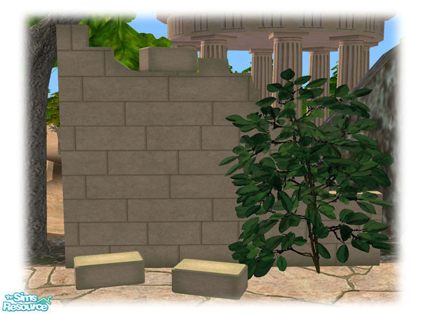 Sims 2 — Civ Ruins - Ruins Wall - Mesh by Shakeshaft — Part of a set of objects to create a Ruins scene, included are