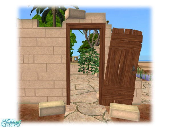 Sims 2 — Civ Ruins - Ruins Wall Door - Mesh by Shakeshaft — Part of a set of objects to create a Ruins scene, included