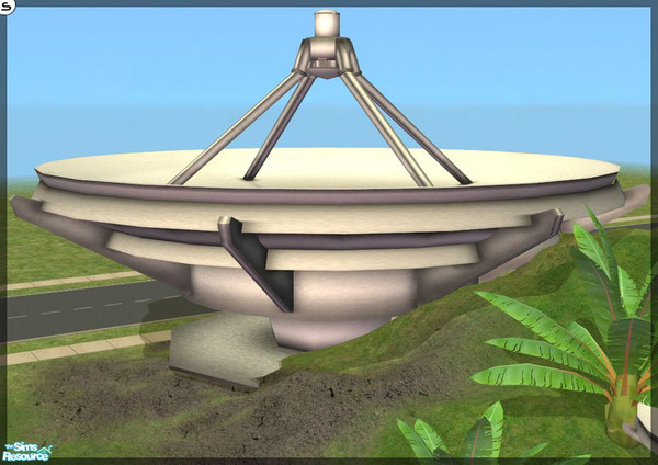 Sims 2 — Radio Telescope - type2 - large sized by senemm — A set of 2 different realistic radio telescopes in 3-3 (small,