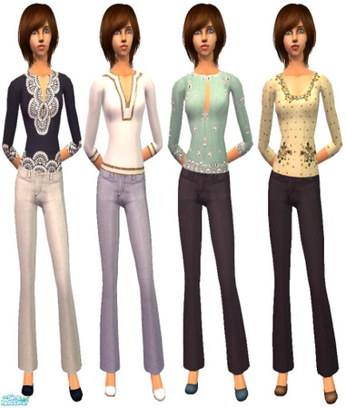 Sims 2 — Irene Tunics by irene_busy — This set has 4 outfits with tunics and jeans.