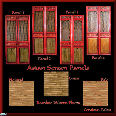 Sims 2 — Asian Screen Panels & Bamboo Floors by Cerulean Talon — Rich textures and deep colors combine to make a