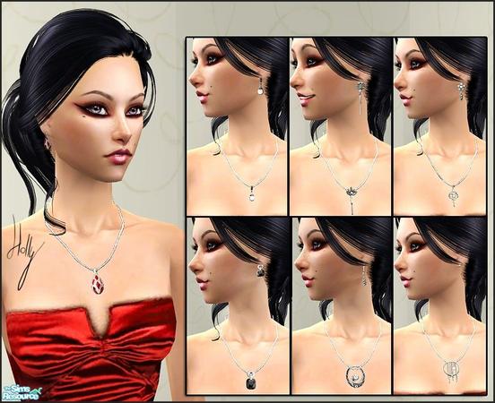 Sims 2 — Jewellery Set by *Holly — Set of 7 jewellery [necklaces + earrings]. Mesh by Lianna