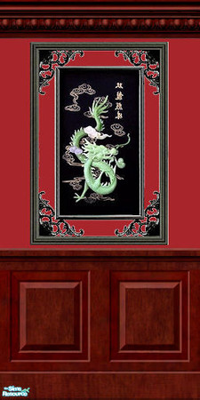 Sims 2 — Dragon Wallpaper & Floor Set - 1 Red by Cerulean Talon — Richly elegant Asian themed wallpaper with matching