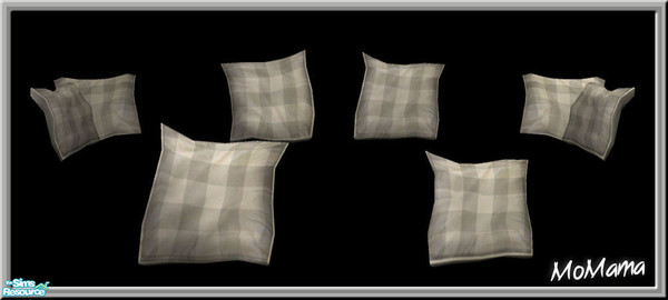 Sims 2 — NK Floppy Cushions Plaid Light Grey by MoMama — A set of floppy cushions in a nice grey plaid.